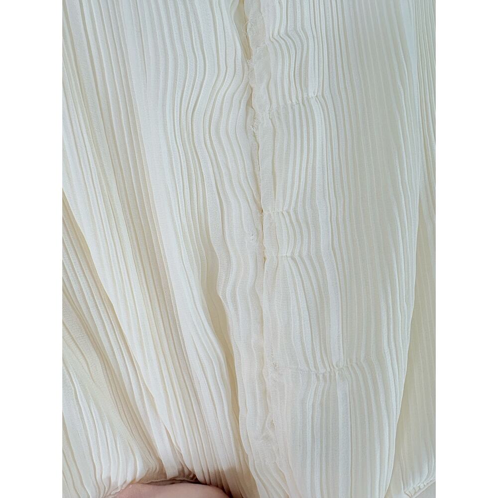 Zara Cutout Pleated Midi Dress Medium Ivory Cream Long Sleeve Flowy Cottagecore - Picture 10 of 15